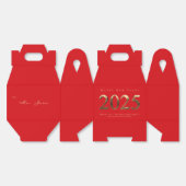 Elegant rood en goud script Gelukkig Nieuwjaar 202 Bedankdoosjes (Ongevouwen)