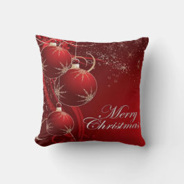 Elegant rood en goud vrolijk kerstfeest kussen