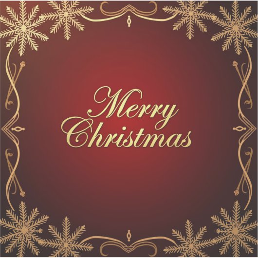 Elegant rood en goud vrolijk kerstontwerp sticker (Voorkant)