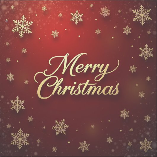 Elegant rood en goud vrolijk kerstontwerp sticker (Voorkant)