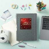 Elegant rood en goud vrolijk kerstontwerp sticker (iPad Cover)
