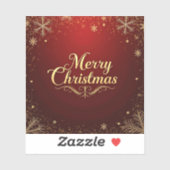 Elegant rood en goud vrolijk kerstontwerp sticker (Vel)