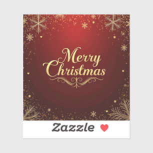 Elegant rood en goud vrolijk kerstontwerp sticker