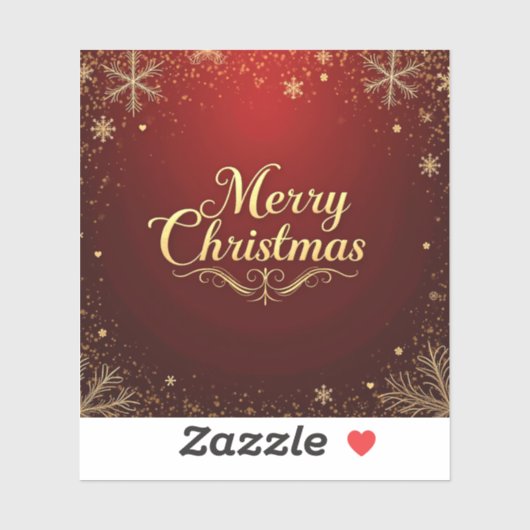 Elegant rood en goud vrolijk kerstontwerp sticker (Vel)
