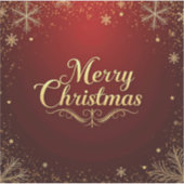 Elegant rood en goud vrolijk kerstontwerp sticker (Voorkant)