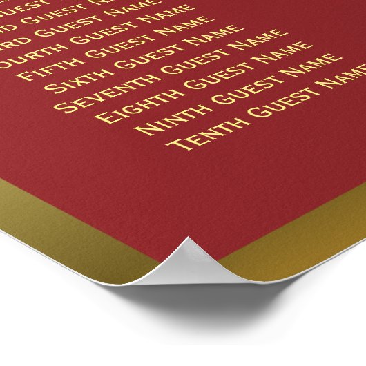 Elegant Rood- en Goud-weddenschappen Poster (Hoek)