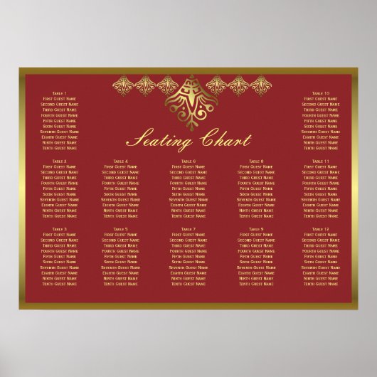 Elegant Rood- en Goud-weddenschappen Poster (Voorkant)