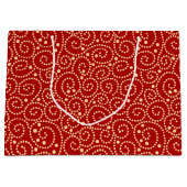 Elegant rood en goud wervelt patroon groot cadeauzakje (Voorkant)
