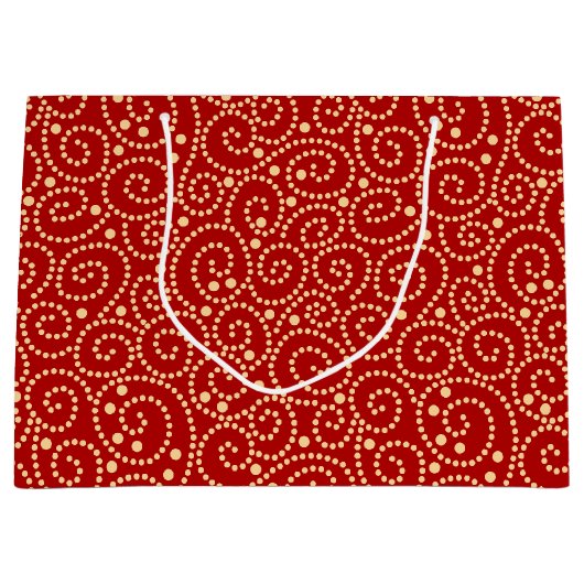 Elegant rood en goud wervelt patroon groot cadeauzakje (Voorkant)