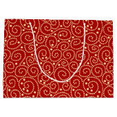 Elegant rood en goud wervelt patroon groot cadeauzakje (Achterkant)