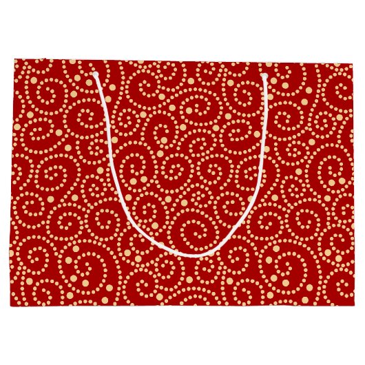 Elegant rood en goud wervelt patroon groot cadeauzakje (Achterkant)