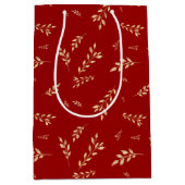 Elegant Rood en Gouden Folie Botanisch Patroon Medium Cadeauzakje (Voorkant)