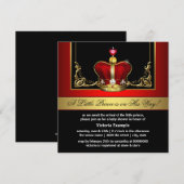 Elegant rood en gouden prins Baby shower Kaart (Voorkant / Achterkant)