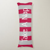 Elegant rood en grijs gestreept Gezegde Lichaamskussen (Voorkant Verticaal)