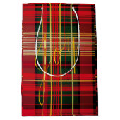 Elegant rood en groen geruite 'Joy' Script Vakanti Medium Cadeauzakje (Voorkant)