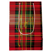 Elegant rood en groen geruite 'Joy' Script Vakanti Medium Cadeauzakje (Achterkant)