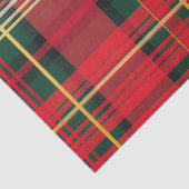 Elegant rood en groen geruite 'Joy' Script Vakanti Tissuepapier (Detail)
