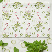 Elegant rood en groen kerstgroen theedoek (Gevouwen)