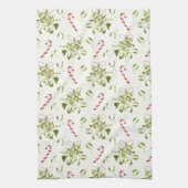 Elegant rood en groen kerstgroen theedoek (Verticaal)