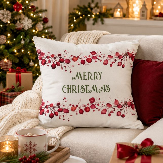 Elegant rood en groen modern Kerstmis Kussen (Creator heeft geüpload)