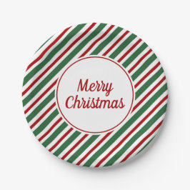 Elegant Rood en Groen Prettig Kerstfeest Papieren Bordje