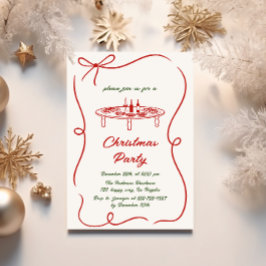 Elegant rood en groen script kerstfeest kaart