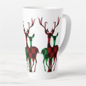 Elegant Rood- en Groene Buffalo Plays Reindeer Cou Latte Mok (Rechterhoek)