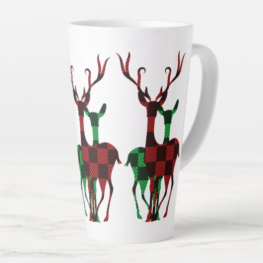 Elegant Rood- en Groene Buffalo Plays Reindeer Cou Latte Mok (Rechterhoek)