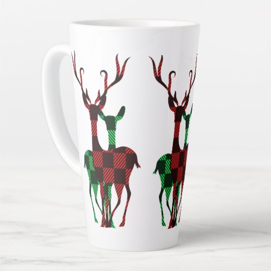 Elegant Rood- en Groene Buffalo Plays Reindeer Cou Latte Mok (Linkerhoek)
