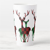 Elegant Rood- en Groene Buffalo Plays Reindeer Cou Latte Mok (Voorkant)