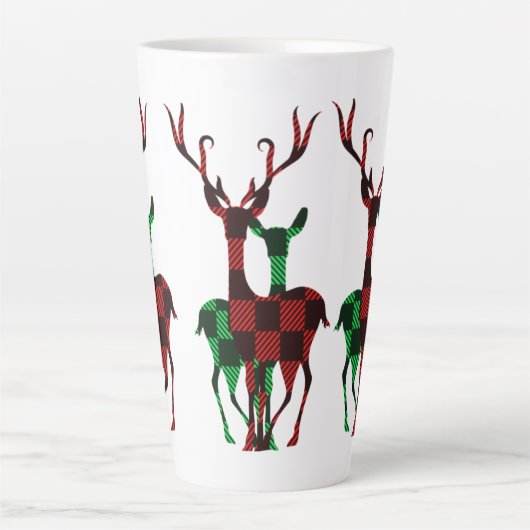 Elegant Rood- en Groene Buffalo Plays Reindeer Cou Latte Mok (Voorkant)