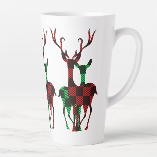 Elegant Rood- en Groene Buffalo Plays Reindeer Cou Latte Mok (Rechts)