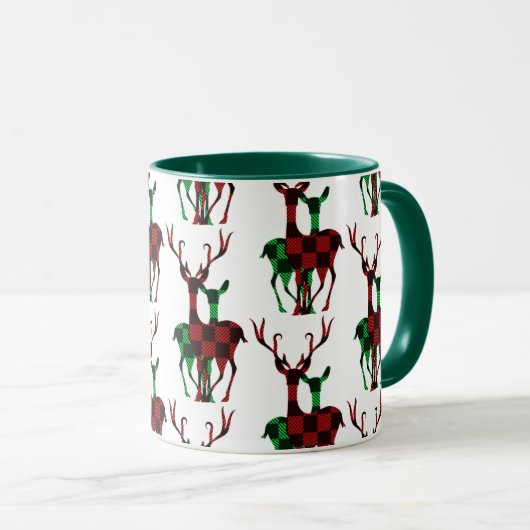 Elegant Rood- en Groene Buffalo Plays Reindeer Cou Mok (Voorkant rechts)