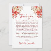 Elegant rood en ivoor Roos bruiloft Bedankkaart (Voorkant)