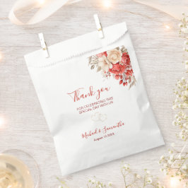 Elegant rood en ivoor Roos bruiloft Bedankzakje