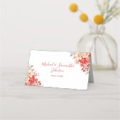 Elegant rood en ivoor Roos bruiloft Plaatskaartje (Voorkant)