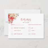 Elegant rood en ivoor Roos bruiloft RSVP Kaartje (Voorkant)
