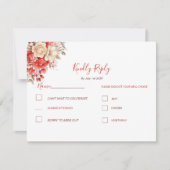 Elegant rood en ivoor Roos bruiloft RSVP Kaartje (Voorkant)