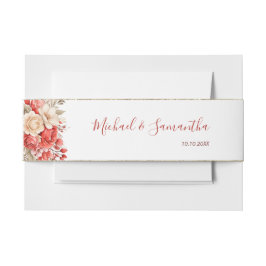 Elegant rood en ivoor Roos bruiloft Uitnodigingen Wikkel