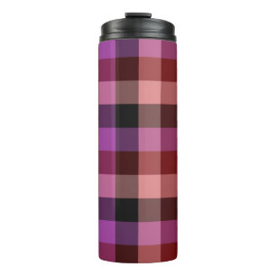 Elegant rood en pruim geruit naadloos patroon thermosbeker