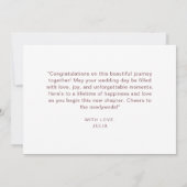 Elegant Rood en Roze Bloemen Chique Gelukkige Huwe Kaart (Achterkant)