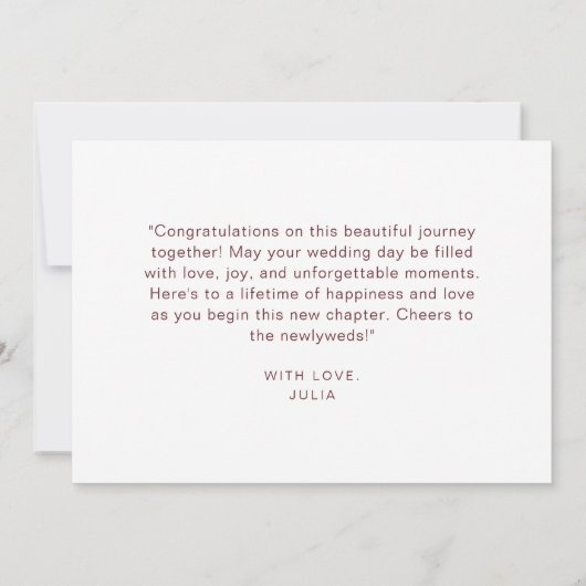 Elegant Rood en Roze Bloemen Chique Gelukkige Huwe Kaart (Achterkant)