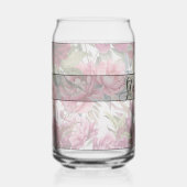 Elegant  rood en roze bloemenmonogram blikvorm glas (Rechts)