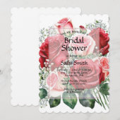 Elegant rood en roze rozen Vrijgezellenfeest Kaart (Voorkant / Achterkant)