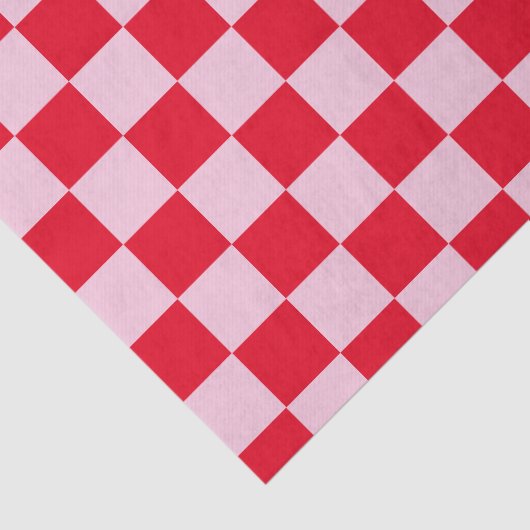 Elegant rood en roze schaakbord tissuepapier (Detail)