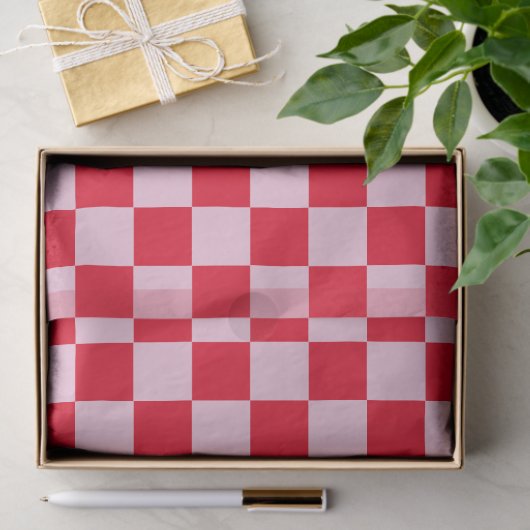 Elegant rood en roze schaakbord tissuepapier (Geschenk)