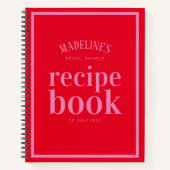 Elegant Rood en Roze Vrijgezellenfeest Receptenboe Notitieboek (Voorkant)