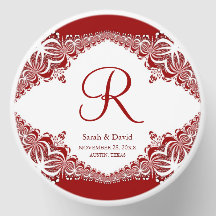 Elegant rood en wit Batik fractaal monogram
