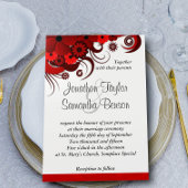 Elegant Rood en Wit Bloemen Aangepaste Bruiloft Ui Kaart
