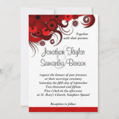 Elegant Rood en Wit Bloemen Aangepaste Bruiloft Ui Kaart (Voorkant)